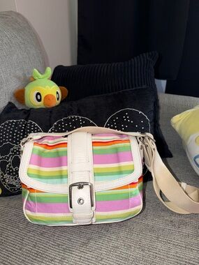 Coach Striped Crossbody Shoulder Bag - Multicolor